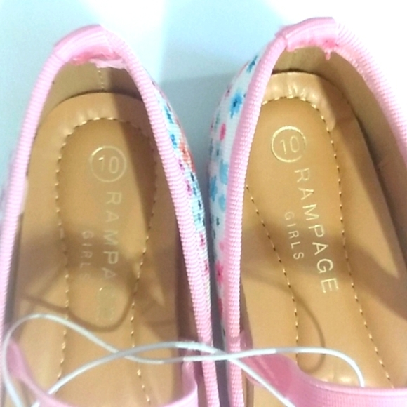 RAMPAGE GIRLS PINK WHITE FLORAL BALLERINA SLIP-ON FLATS SIZE 10 NWT - Picture 4 of 11